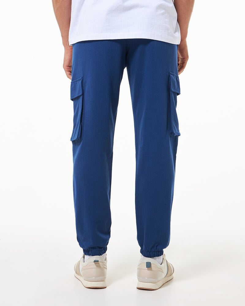 bewakoof Men's Skipper Blue Oversized Cargo Warm Joggers - Image 4